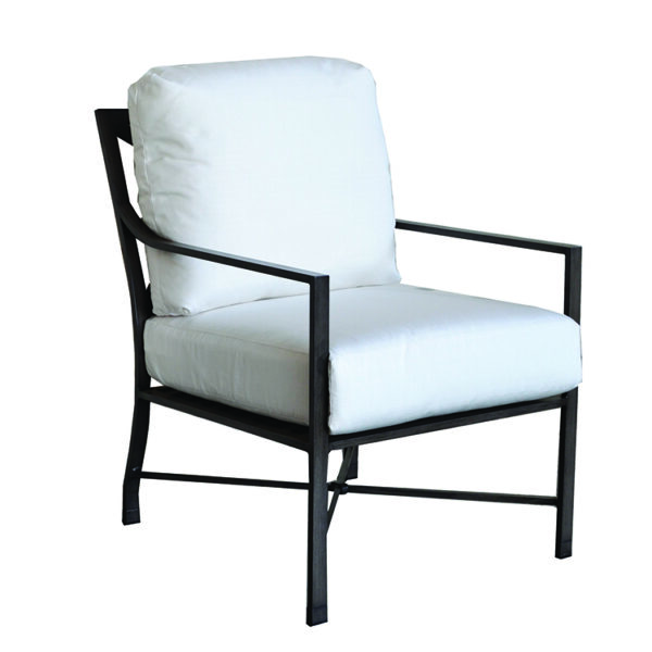 X Back Aluminum Club Chair - Champagne/Linen Cream