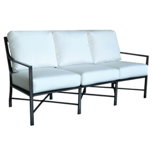 X Back Aluminum Sofa - Champagne/Linen Cream